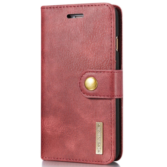 DG.MING For iPhone SE 2020 & 8 & 7 Crazy Horse Texture Horizontal Flip Detachable Magnetic Protective Case with Holder & Card Slots & Wallet(Red) by DG.MING