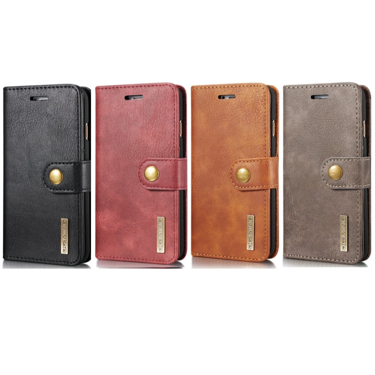 DG.MING For iPhone SE 2020 & 8 & 7 Crazy Horse Texture Horizontal Flip Detachable Magnetic Protective Case with Holder & Card Slots & Wallet(Grey) by DG.MING