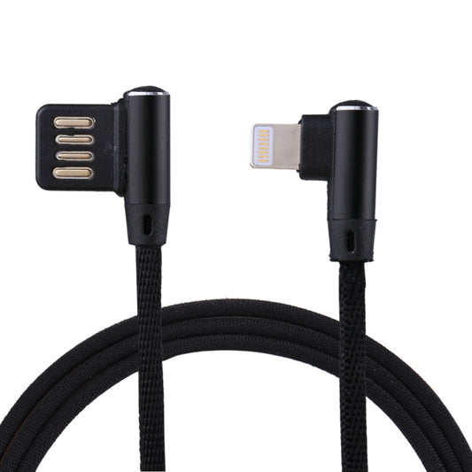 1m 2.4A Output USB to 8 Pin Double Elbow Design Nylon Weave Style Data Sync Charging Cable(Black) by buy2fix