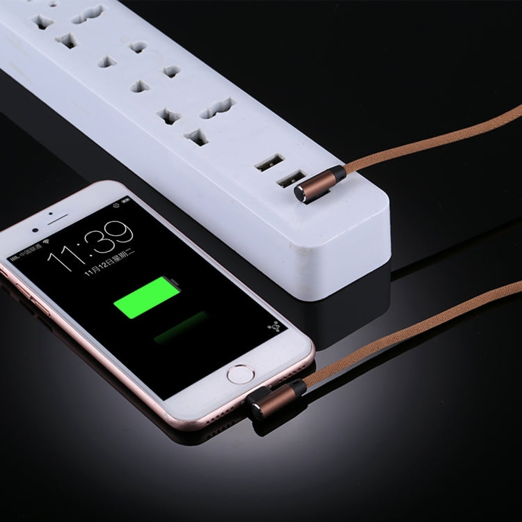 1m 2.4A Output USB to 8 Pin Double Elbow Design Nylon Weave Style Data Sync Charging Cable(Coffee) by buy2fix