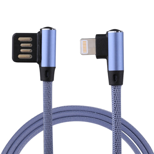 1m 2.4A Output USB to 8 Pin Double Elbow Design Nylon Weave Style Data Sync Charging Cable(Blue) by buy2fix