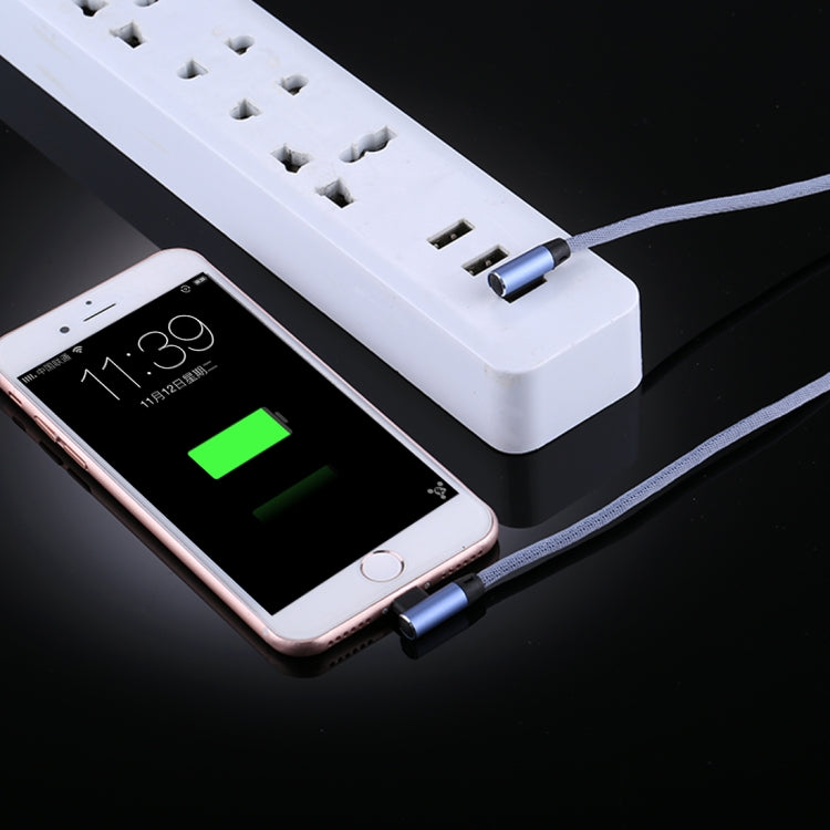 1m 2.4A Output USB to 8 Pin Double Elbow Design Nylon Weave Style Data Sync Charging Cable(Blue) by buy2fix