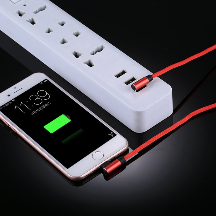 1m 2.4A Output USB to 8 Pin Double Elbow Design Nylon Weave Style Data Sync Charging Cable(Red) by buy2fix