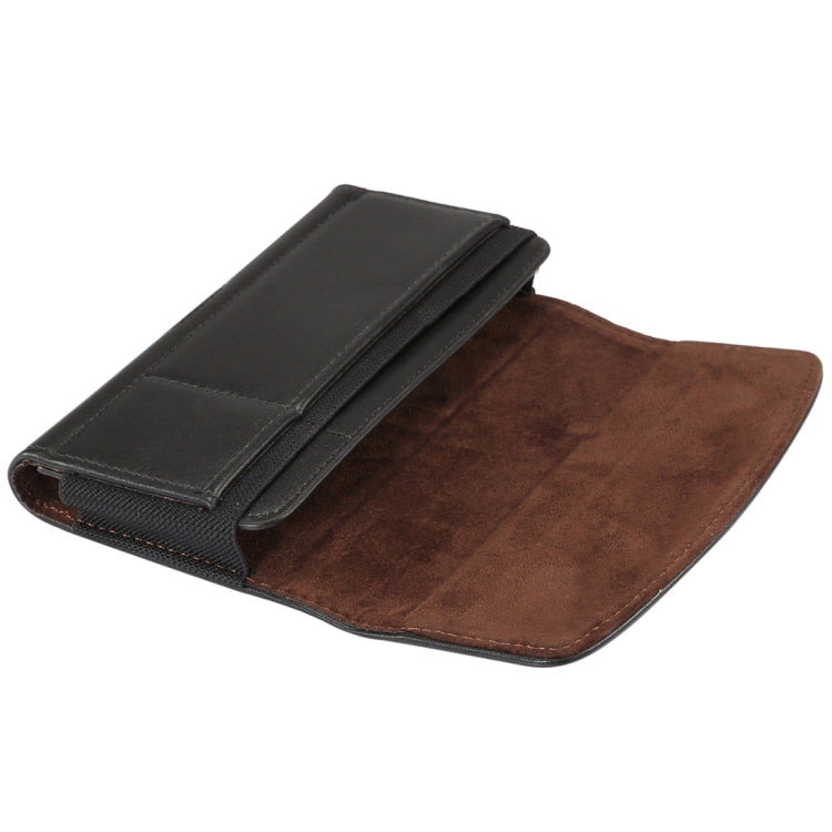 Lambskin Elastic Band Men 4.8 Inch Mobile Phone Universal Hanging Waist Leather Case with Card Slot(Black) - iPhone SE 2022 / 2020 / 8 / 7 Cases by ESR | Online Shopping UK | buy2fix