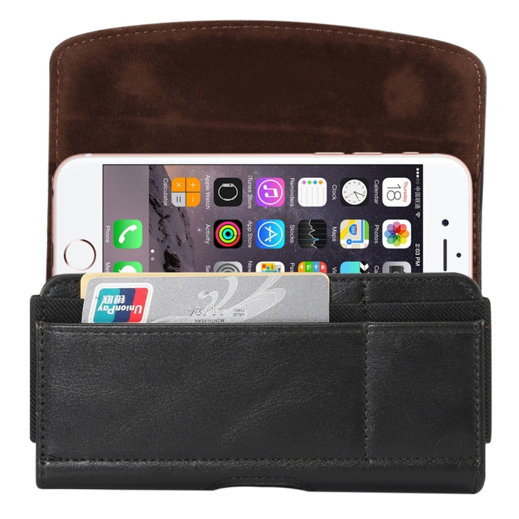 Lambskin Elastic Band Men 4.8 Inch Mobile Phone Universal Hanging Waist Leather Case with Card Slot(Black) - iPhone SE 2022 / 2020 / 8 / 7 Cases by ESR | Online Shopping UK | buy2fix