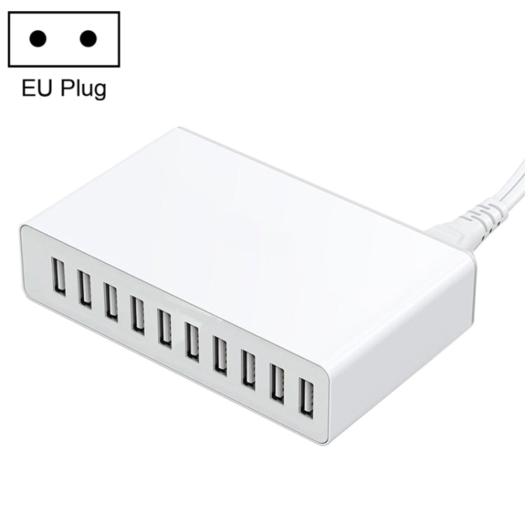 XBX09L 50W 5V 2.4A 10 USB Ports Quick Charger Travel Charger, EU Plug(White) - Multifunction Charger by buy2fix | Online Shopping UK | buy2fix