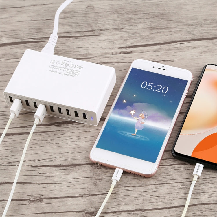 XBX09L 50W 5V 2.4A 10 USB Ports Quick Charger Travel Charger, EU Plug(White) - Multifunction Charger by buy2fix | Online Shopping UK | buy2fix