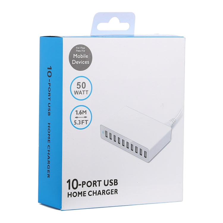 XBX09L 50W 5V 2.4A 10 USB Ports Quick Charger Travel Charger, EU Plug(White) - Multifunction Charger by buy2fix | Online Shopping UK | buy2fix