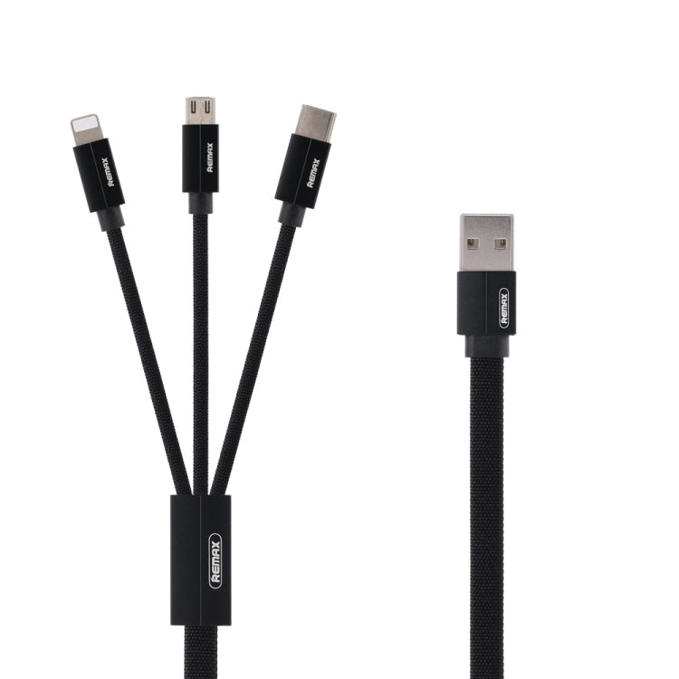 REMAX RC-094TH 1m 2.4A 3 in 1 USB to 8 Pin & USB-C / Type-C & Micro USB Fast Charging Data Cable(Black) - Multifunction Cable by REMAX | Online Shopping UK | buy2fix