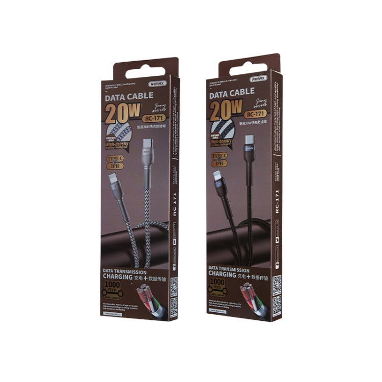 REMAX RC-171 Jany Series 1m PD20W USB to 8 Pin Aluminum Alloy Braid Fast Charging Data Cable (Black) by REMAX