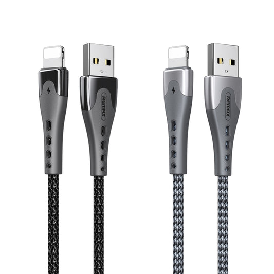 REMAX RC-150i KAWAY Series 1m 2.4A USB to 8 Pin Aluminum Alloy Braid Fast Charging Data Cable (Black) by buy2fix
