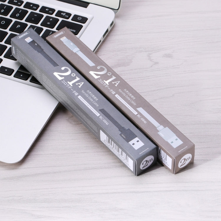 REMAX RC-094i 2m 2.4A USB to 8 Pin Aluminum Alloy Braid Fast Charging Data Cable (White) by REMAX