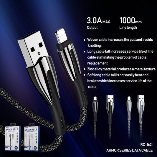REMAX RC-162i Armor Series 3A USB to 8 Pin Charging Cable, Cable Length: 1m (Silver) by REMAX