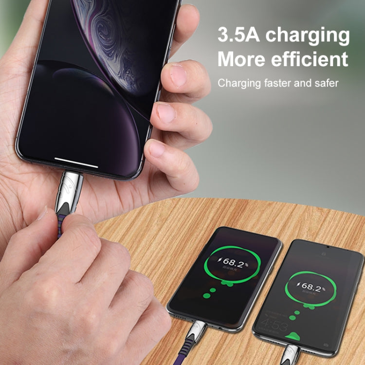 K051 1.2m 3 in 1 USB to 8 Pin + USB-C / Type-C + Micro USB Shark Fabric Data Cable(Black) by buy2fix