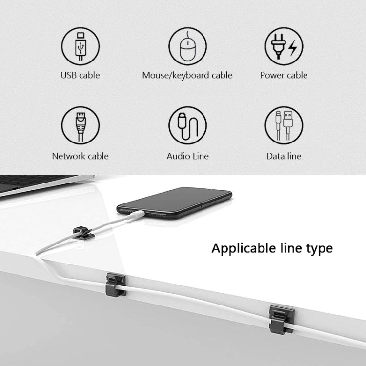 HG2392 100 PCS Desktop Data Cable Organizer Fixing Clip, Gum Type: Green and White(White) - Cable Organizer by buy2fix | Online Shopping UK | buy2fix