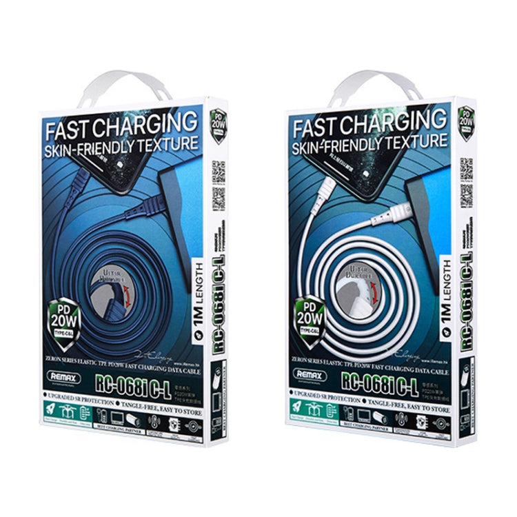 REMAX RC-068i PD 20W Type-C / USB-C to 8 Pin High Elastic TPE Fast Charging Data Cable, Length: 1m(White) by REMAX