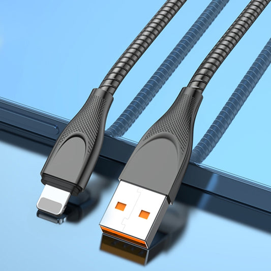 ADC-009 USB to 8 Pin Zinc Alloy Hose Fast Charging Data Cable, Cable Length: 1m (Gun Metal) by buy2fix