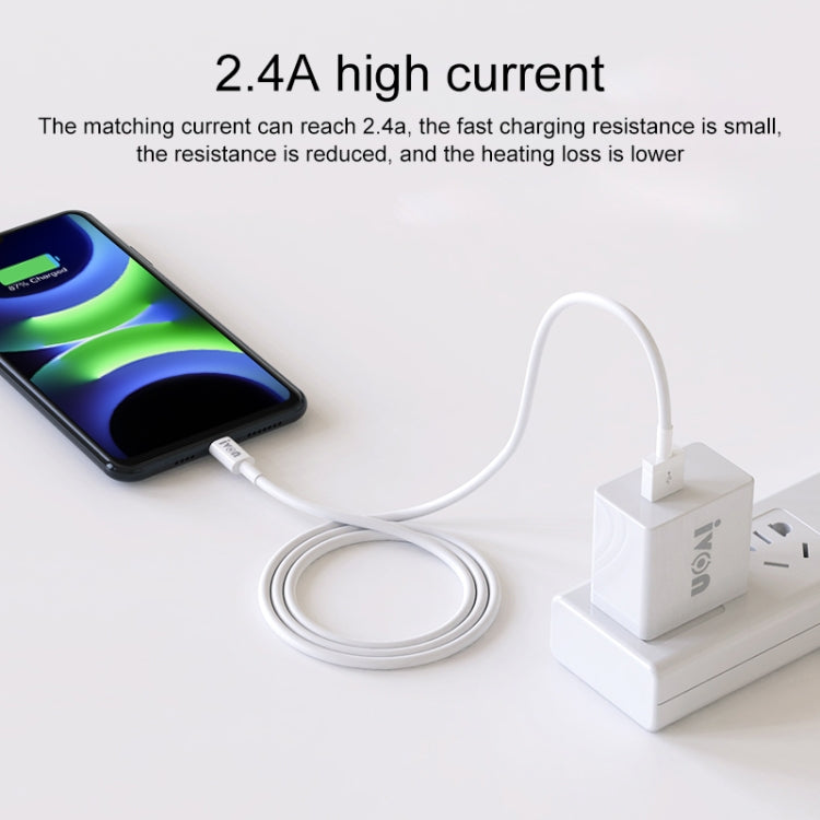 IVON CA70 Micro USB Fast Charging Data Cable, Length: 3m (White) by IVON