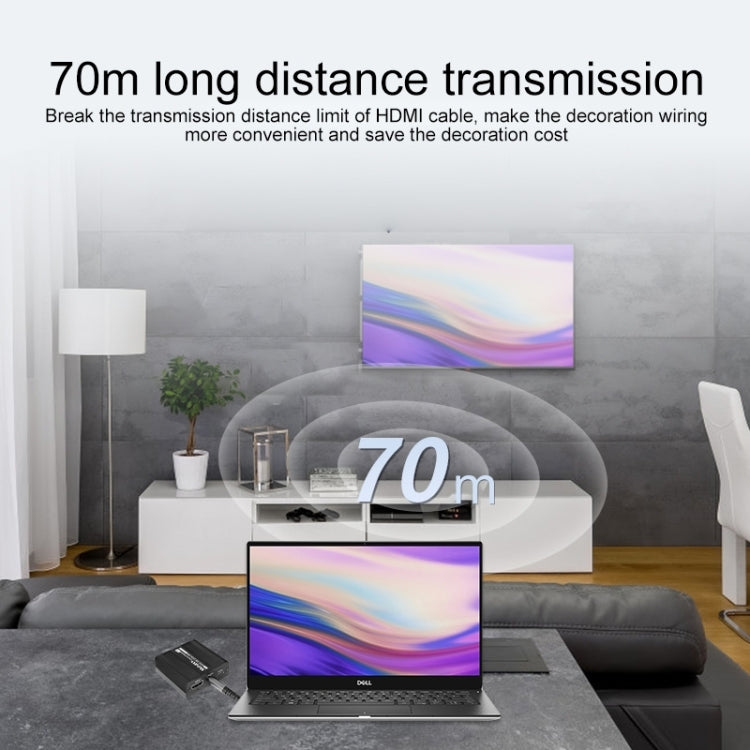 Measy ET100 HDMI Extender Transmitter + Receiver Converter Ethernet Cable, Transmission Distance: 70m (EU Plug) by Measy