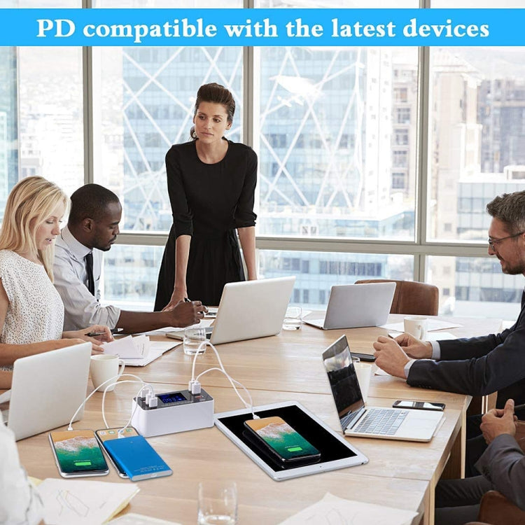 A9 Plus (Global Version) Multi-function AC 100V~240V 8 Ports USB Digital Display LCD Detachable Charging Station Smart Charger with Wireless Charger,Support QC3.0 (White) - Multifunction Charger by buy2fix | Online Shopping UK | buy2fix