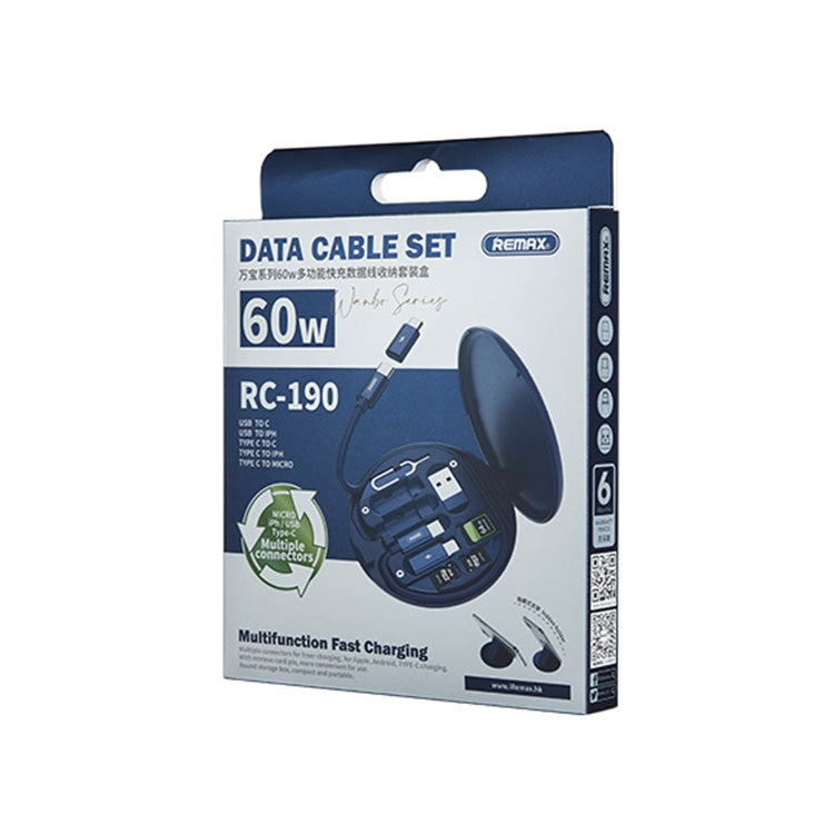 REMAX RC-190 Wanbo Series 60W Fast Charging Cable Multifunction Storage Box Set (White) by REMAX