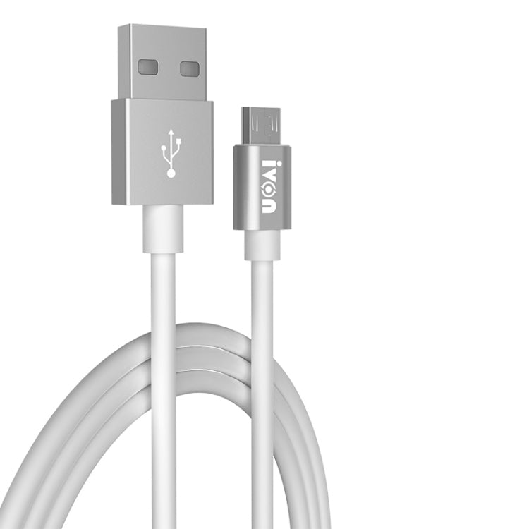 IVON CA73 2.4A Micro USB Fast Charging Data Cable, Length: 2m(White) - Micro USB Cable by IVON | Online Shopping UK | buy2fix