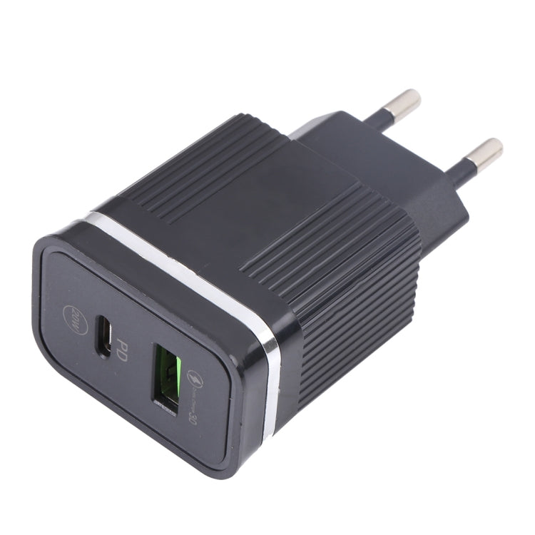 46-A2C2 20W PD + QC3.0 USB Multifunction Fast Charger,EU Plug(Black) - USB Charger by buy2fix | Online Shopping UK | buy2fix