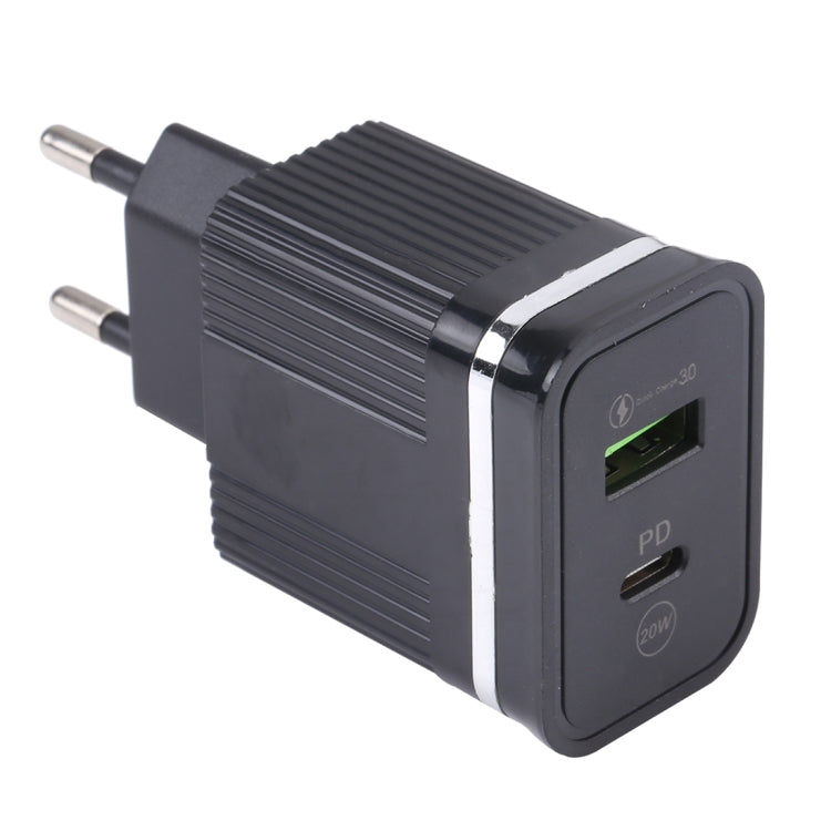 46-A2C2 20W PD + QC3.0 USB Multifunction Fast Charger,EU Plug(Black) - USB Charger by buy2fix | Online Shopping UK | buy2fix
