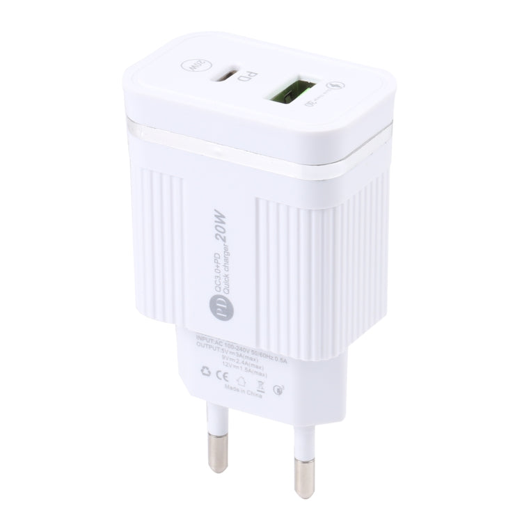46-A2C2 20W PD + QC3.0 USB Multifunction Fast Charger,EU Plug(White) - USB Charger by buy2fix | Online Shopping UK | buy2fix