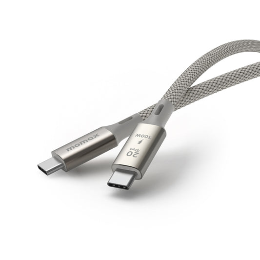 MOMAX DC31 1m USB3.2 USB-C / Type-C to USB-C / Type-C 100W Braided Data Sync Charge Cable (Titanium Color) by MOMAX
