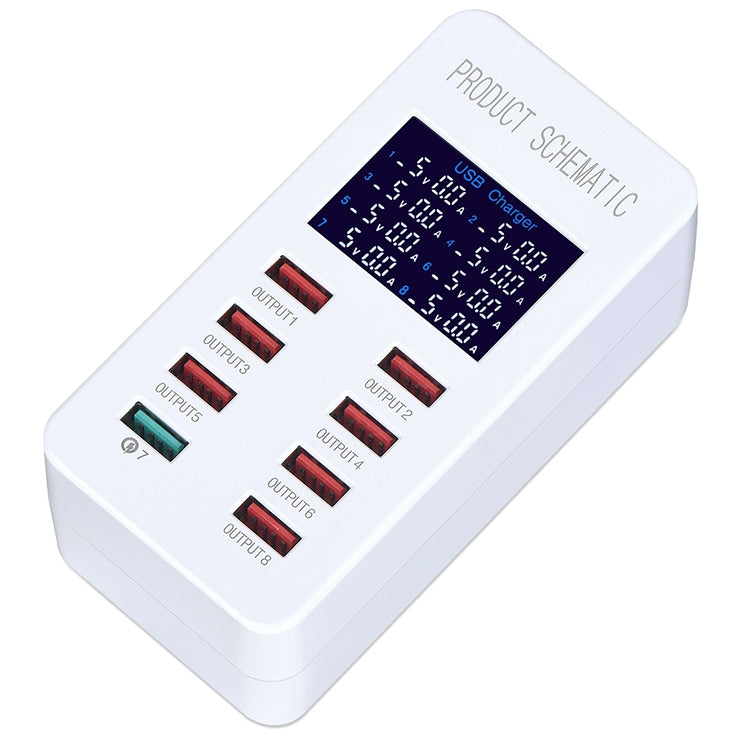 A8 50W 8 Ports USB + QC3.0 Smart Charging Station with Digital Display AC100-240V, EU Plug - Multifunction Charger by buy2fix | Online Shopping UK | buy2fix
