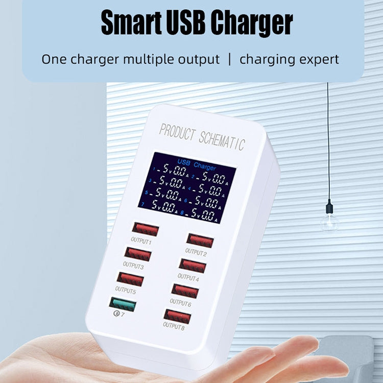 A8 50W 8 Ports USB + QC3.0 Smart Charging Station with Digital Display AC100-240V, EU Plug - Multifunction Charger by buy2fix | Online Shopping UK | buy2fix