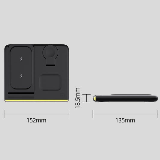 C27 15W 4 in 1 Foldable Magnetic Wireless Charger with Ambient Light (Black) by buy2fix