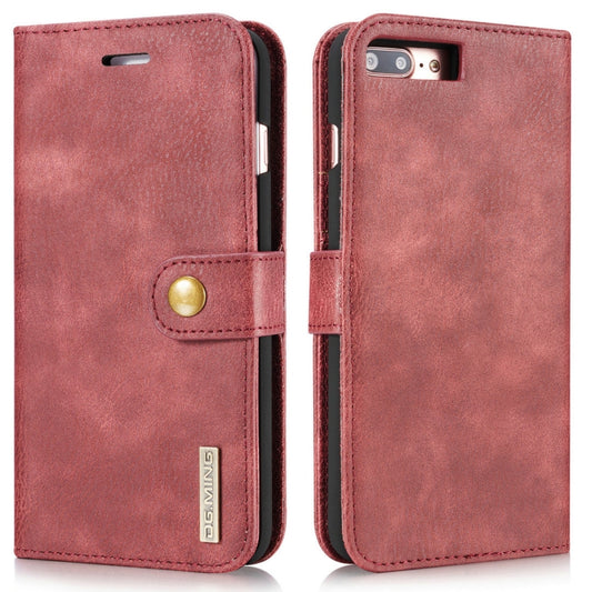 DG.MING for iPhone 8 Plus & iPhone 7 Plus Crazy Horse Texture Horizontal Flip Detachable Magnetic Protective Case with Holder & Card Slots & Wallet(Red) by DG.MING