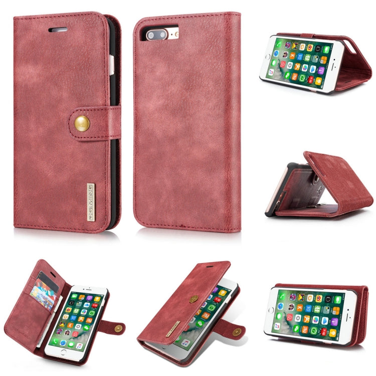DG.MING for iPhone 8 Plus & iPhone 7 Plus Crazy Horse Texture Horizontal Flip Detachable Magnetic Protective Case with Holder & Card Slots & Wallet(Red) - More iPhone Cases by DG.MING | Online Shopping UK | buy2fix