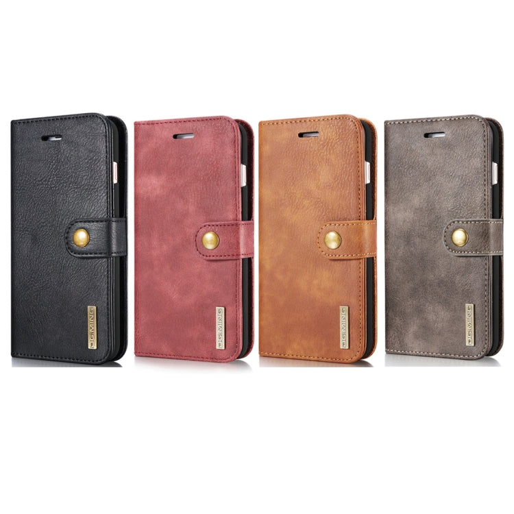 DG.MING for iPhone 8 Plus & iPhone 7 Plus Crazy Horse Texture Horizontal Flip Detachable Magnetic Protective Case with Holder & Card Slots & Wallet(Brown) by DG.MING