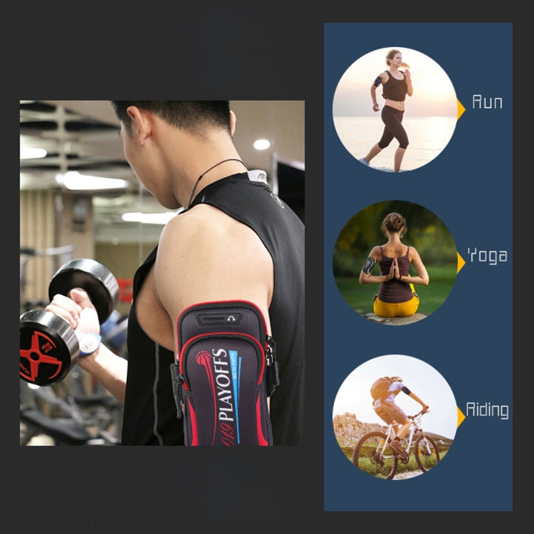 Multi-functional Universal Double Layer Zipper Sport Arm Case Phone Bag with Earphone Hole for 6.6 Inch or Below Smartphones(Black) - 5.5~6.5 inch by buy2fix | Online Shopping UK | buy2fix