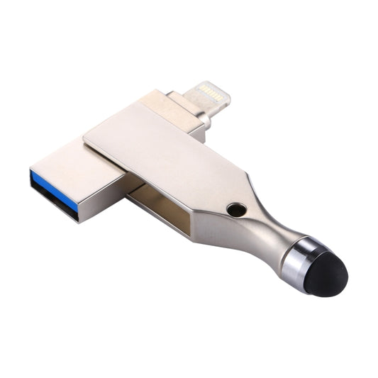 RQW-10E 2 in 1 USB 2.0 & 8 Pin 128GB Flash Drive with Stylus Pen, for iPhone & iPad & iPod & Most Android Smartphones & PC Computer by buy2fix