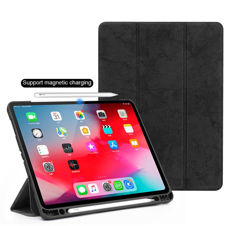 Horizontal Flip Leather Case with Pen Slot Three-folding Holder & Wake-up / Sleep Function for iPad Air 13 2024 / Pro 12.9 (2018)(Black) - iPad Pro 12.9 (2018) Cases by buy2fix | Online Shopping UK | buy2fix