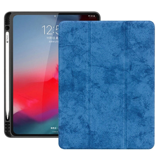Horizontal Flip Leather Case with Pen Slot Three-folding Holder & Wake-up / Sleep Function for iPad Air 13 2024 / 2025 / Pro 12.9 (2018)(Blue) by buy2fix