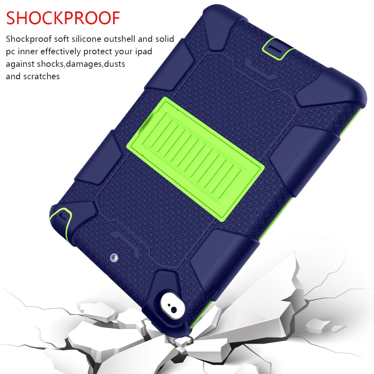 Shockproof Two-color Silicone Protection Shell for iPad Mini 2019 & 4, with Holder (Navy Blue+Yellow-green) - iPad mini (2019) / mini 5 Cases by buy2fix | Online Shopping UK | buy2fix