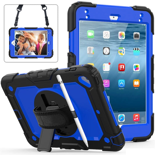 Shockproof Black Silica Gel + Colorful PC Protective Case for iPad Mini 2019 / Mini 4, with Holder & Shoulder Strap & Hand Strap & Pen Slot(Blue) - iPad Pro 11 (2018) Cases by buy2fix | Online Shopping UK | buy2fix