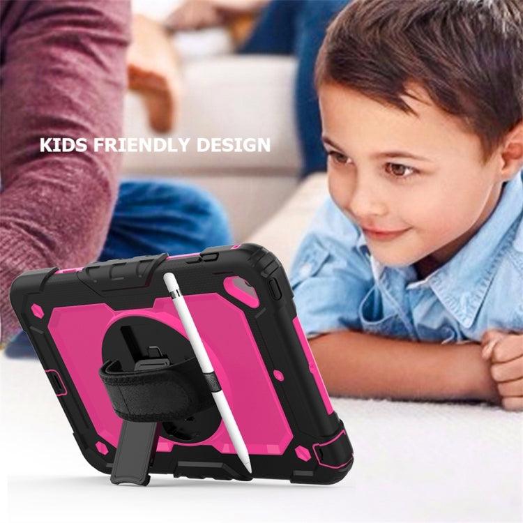 Shockproof Black Silica Gel + Colorful PC Protective Case for iPad Mini 2019 / Mini 4, with Holder & Shoulder Strap & Hand Strap & Pen Slot(Rose Red) - iPad Pro 11 (2018) Cases by buy2fix | Online Shopping UK | buy2fix
