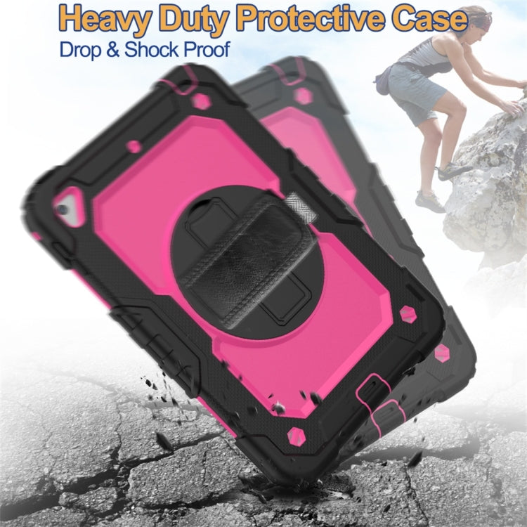 Shockproof Black Silica Gel + Colorful PC Protective Case for iPad Mini 2019 / Mini 4, with Holder & Shoulder Strap & Hand Strap & Pen Slot(Rose Red) - iPad Pro 11 (2018) Cases by buy2fix | Online Shopping UK | buy2fix