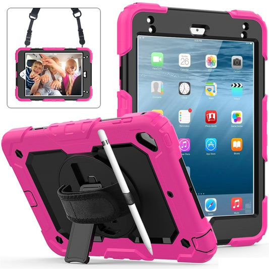 Shockproof Colorful Silica Gel + PC Protective Case for iPad Mini 2019 / Mini 4, with Holder & Shoulder Strap & Hand Strap & Pen Slot(Rose Red) - iPad Pro 11 (2018) Cases by buy2fix | Online Shopping UK | buy2fix