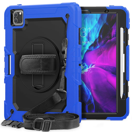 For iPad Pro 11 inch (2018) / Pro 11 inch (2020) Shockproof Colorful Silica Gel + PC Protective Tablet Case with Holder & Shoulder Strap & Hand Strap & Pen Slot(Blue) - iPad Pro 11 (2020) Cases by buy2fix | Online Shopping UK | buy2fix