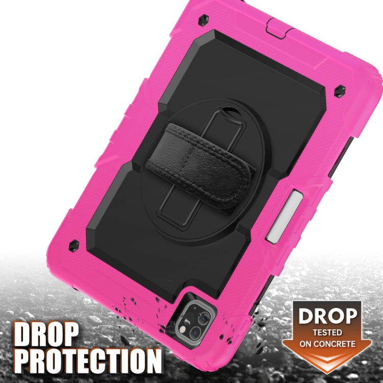 For iPad Pro 11 inch (2018) / Pro 11 inch (2020) Shockproof Colorful Silica Gel + PC Protective Tablet Case with Holder & Shoulder Strap & Hand Strap & Pen Slot(Rose Red) - iPad Pro 11 (2020) Cases by buy2fix | Online Shopping UK | buy2fix