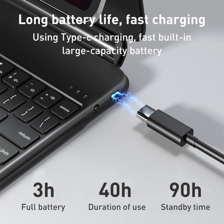 T89 Magic Suspended Bluetooth Keyboard Leather Case For iPad Pro 12.9 2022 / 2021 / 2020 / 2018(Black) by buy2fix