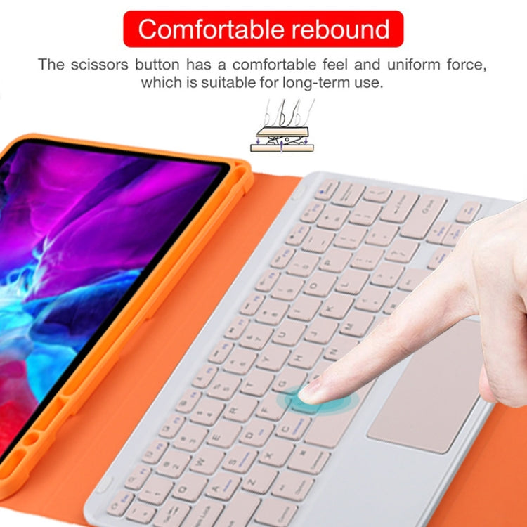 TG11BC Detachable Bluetooth Pink Keyboard Microfiber Leather Tablet Case for iPad Pro 11 inch (2020), with Touchpad & Pen Slot & Holder (Orange) by buy2fix