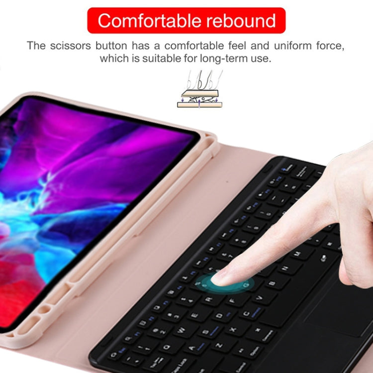 TG11BC Detachable Bluetooth Black Keyboard Microfiber Leather Tablet Case for iPad Pro 11 inch (2020), with Touchpad & Pen Slot & Holder (Pink) by buy2fix